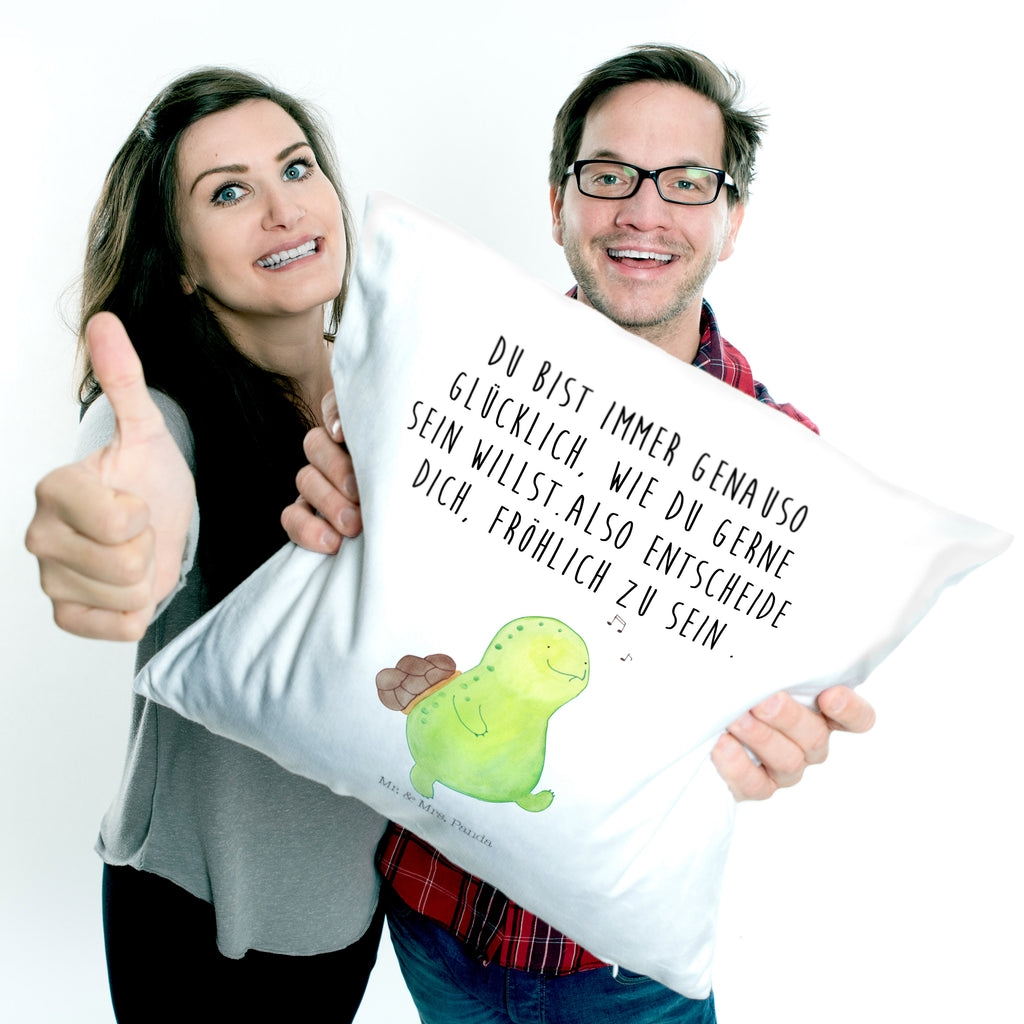 40x40 Kissen Schildkröte pfeift Kissenhülle, Kopfkissen, Sofakissen, Dekokissen, Motivkissen, Schildkröte, Schildi, Schildkröten, fröhlich, Glück, Motivation, Lebensfreude, Depression, Trennung, Neuanfang