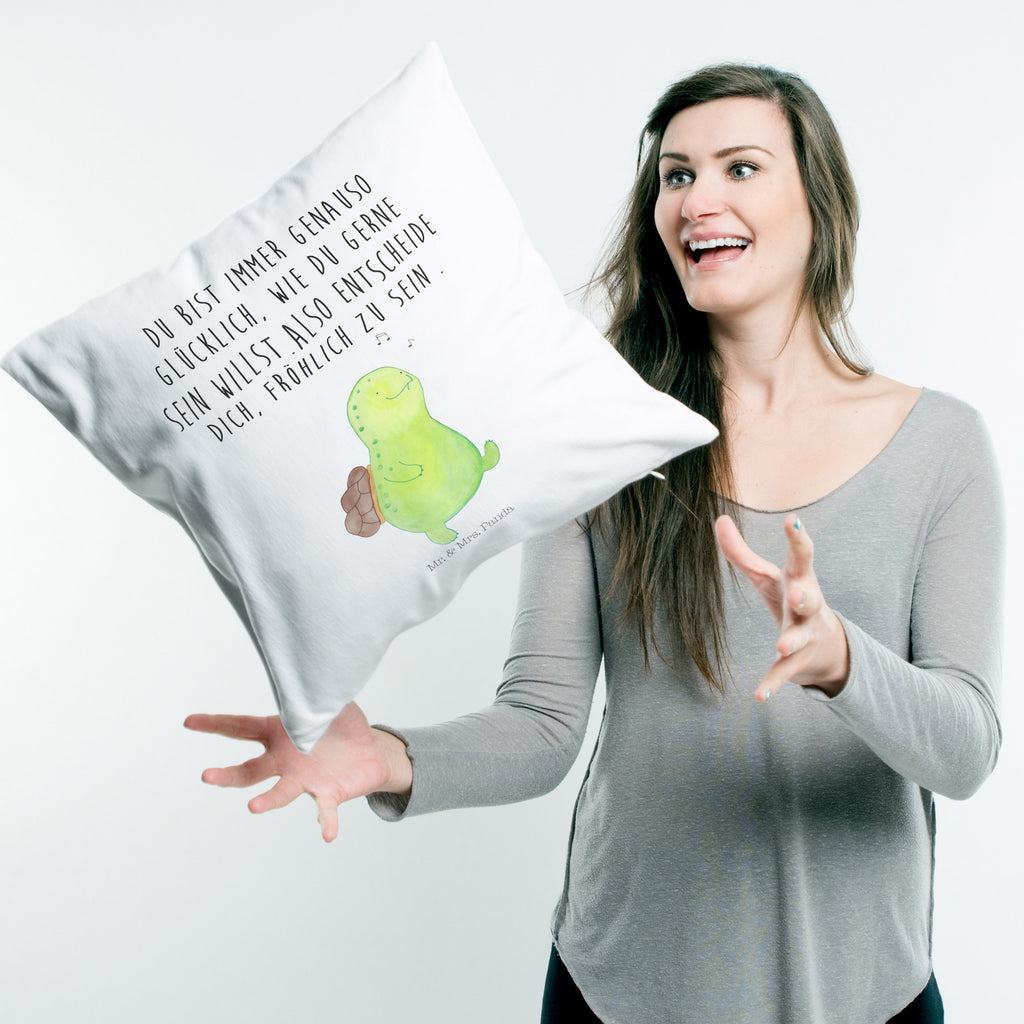 40x40 Kissen Schildkröte pfeift Kissenhülle, Kopfkissen, Sofakissen, Dekokissen, Motivkissen, Schildkröte, Schildi, Schildkröten, fröhlich, Glück, Motivation, Lebensfreude, Depression, Trennung, Neuanfang