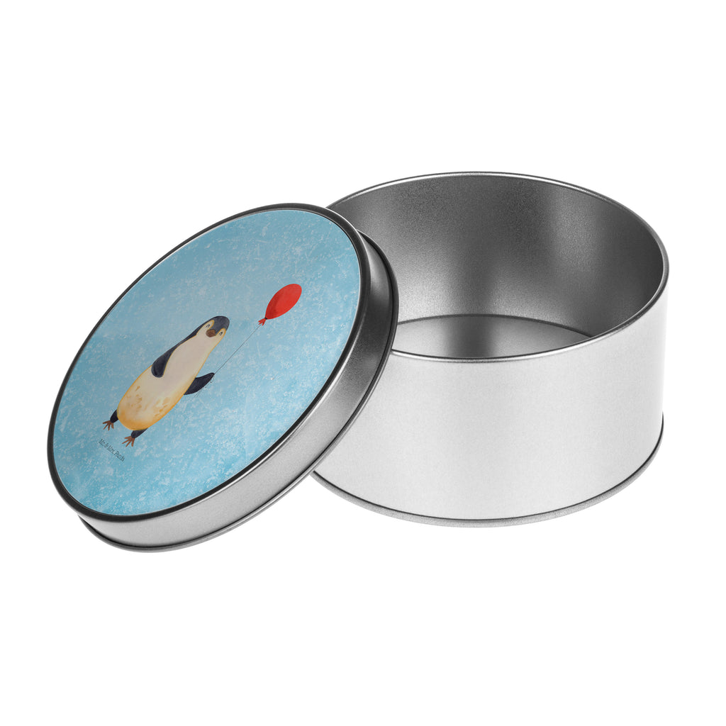 Blechdose rund Pinguin Luftballon Metalldose, Keksdose, Dose, Vorratsdose, Geschenkbox, Pinguin, Pinguine, Luftballon, Tagträume, Lebenslust, Geschenk Freundin, Geschenkidee, beste Freundin, Motivation, Neustart, neues Leben, Liebe, Glück