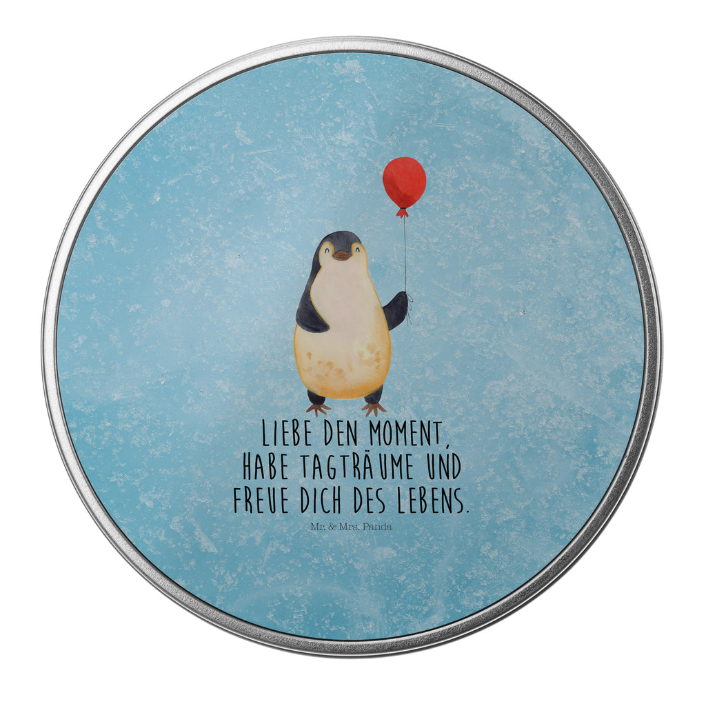 Blechdose rund Pinguin Luftballon Metalldose, Keksdose, Dose, Vorratsdose, Geschenkbox, Pinguin, Pinguine, Luftballon, Tagträume, Lebenslust, Geschenk Freundin, Geschenkidee, beste Freundin, Motivation, Neustart, neues Leben, Liebe, Glück
