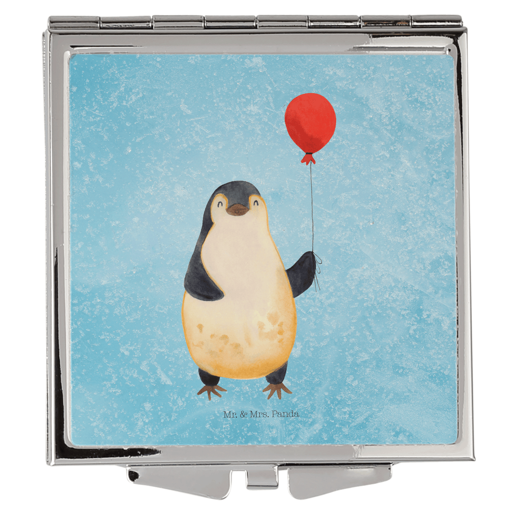 Handtaschenspiegel quadratisch Pinguin Luftballon Spiegel, Handtasche, Quadrat, silber, schminken, Schminkspiegel, Pinguin, Pinguine, Luftballon, Tagträume, Lebenslust, Geschenk Freundin, Geschenkidee, beste Freundin, Motivation, Neustart, neues Leben, Liebe, Glück