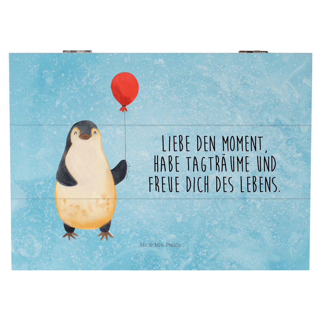 Holzkiste Pinguin Luftballon Holzkiste, Kiste, Schatzkiste, Truhe, Schatulle, XXL, Erinnerungsbox, Erinnerungskiste, Dekokiste, Aufbewahrungsbox, Pinguin, Pinguine, Luftballon, Tagträume, Lebenslust, Geschenk Freundin, Geschenkidee, beste Freundin, Motivation, Neustart, neues Leben, Liebe, Glück