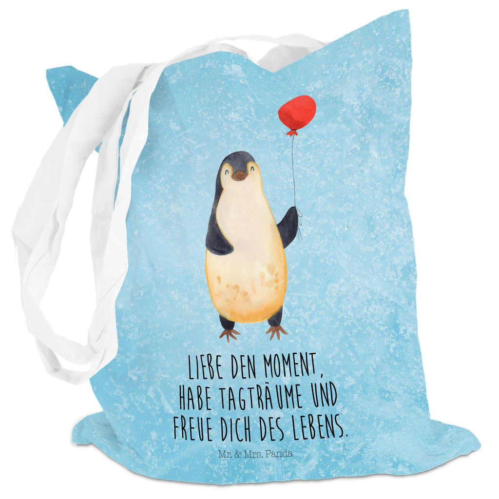 Tragetasche Pinguin Luftballon Beuteltasche, Beutel, Einkaufstasche, Jutebeutel, Stoffbeutel, Pinguin, Pinguine, Luftballon, Tagträume, Lebenslust, Geschenk Freundin, Geschenkidee, beste Freundin, Motivation, Neustart, neues Leben, Liebe, Glück