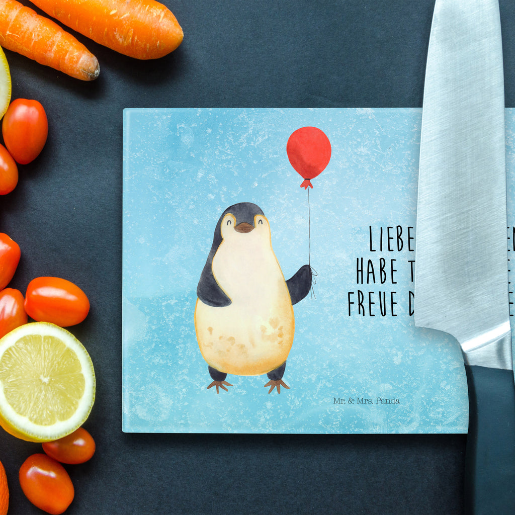 XL Glas Schneidbrett Pinguin Luftballon Glasschneidebrett, Schneidebrett, Frühstücksbrett, Küche, Pinguin, Pinguine, Luftballon, Tagträume, Lebenslust, Geschenk Freundin, Geschenkidee, beste Freundin, Motivation, Neustart, neues Leben, Liebe, Glück