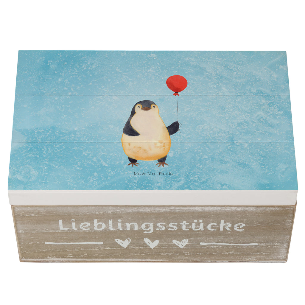 Holzkiste Pinguin Luftballon Holzkiste, Kiste, Schatzkiste, Truhe, Schatulle, XXL, Erinnerungsbox, Erinnerungskiste, Dekokiste, Aufbewahrungsbox, Pinguin, Pinguine, Luftballon, Tagträume, Lebenslust, Geschenk Freundin, Geschenkidee, beste Freundin, Motivation, Neustart, neues Leben, Liebe, Glück