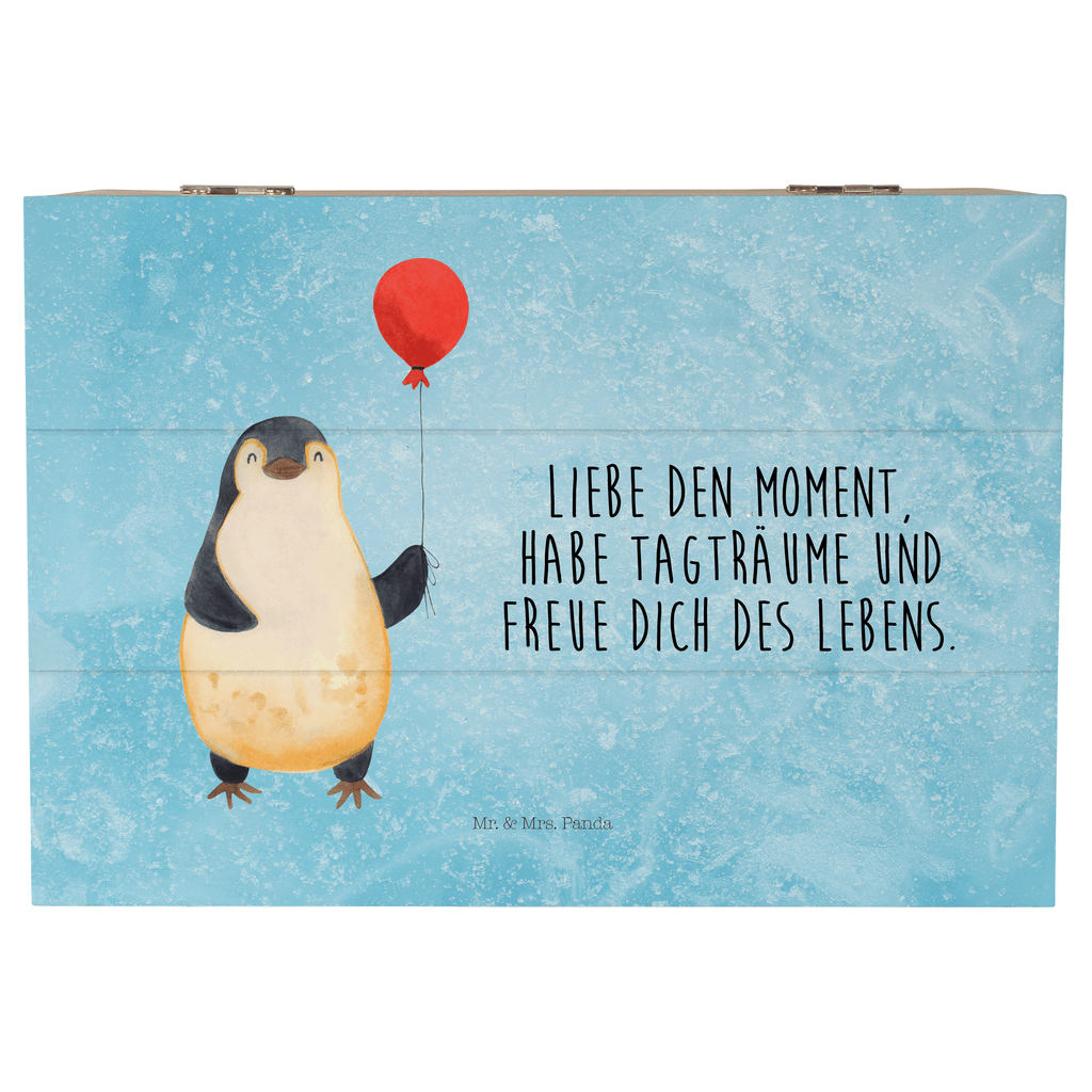 Holzkiste Pinguin Luftballon Holzkiste, Kiste, Schatzkiste, Truhe, Schatulle, XXL, Erinnerungsbox, Erinnerungskiste, Dekokiste, Aufbewahrungsbox, Pinguin, Pinguine, Luftballon, Tagträume, Lebenslust, Geschenk Freundin, Geschenkidee, beste Freundin, Motivation, Neustart, neues Leben, Liebe, Glück