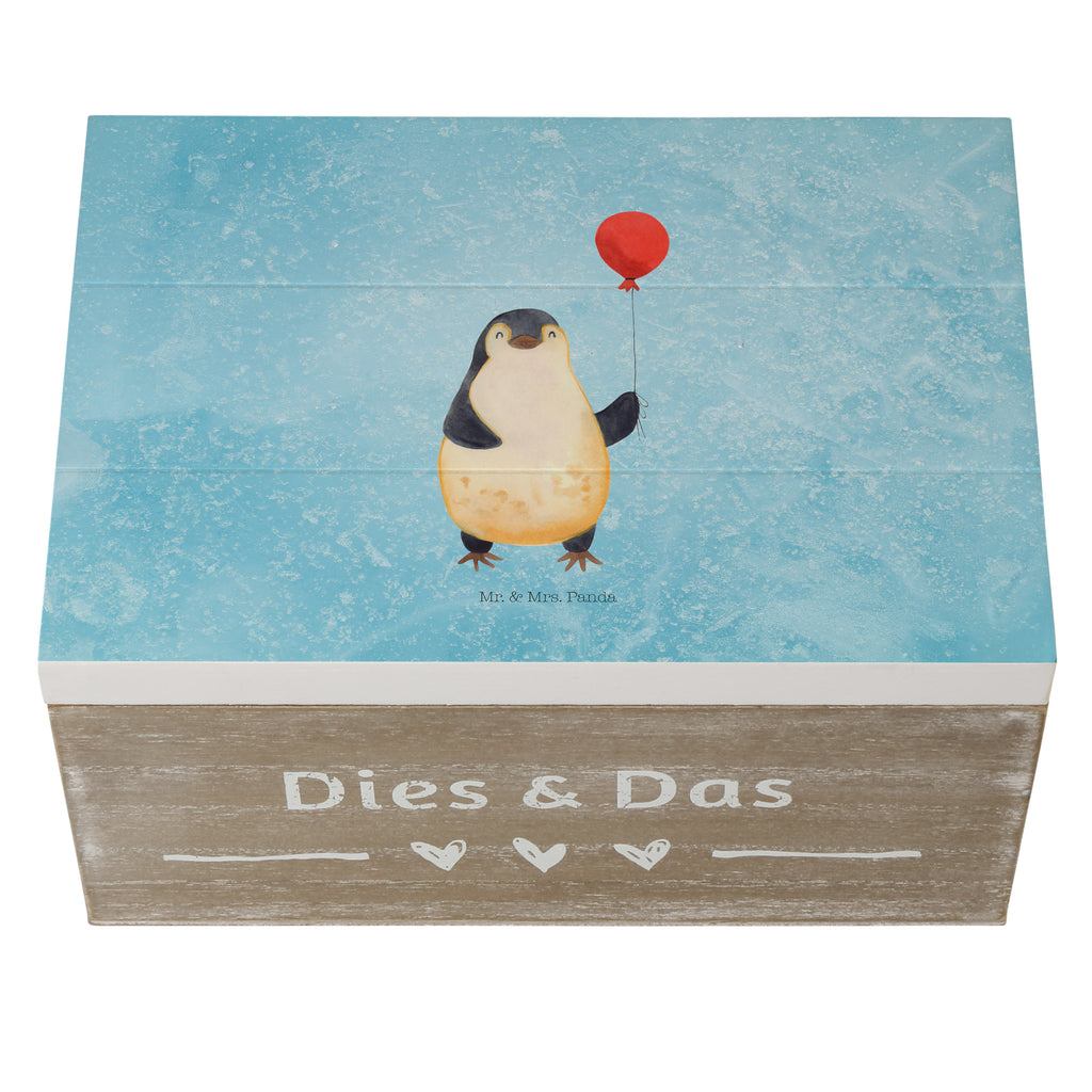Holzkiste Pinguin Luftballon Holzkiste, Kiste, Schatzkiste, Truhe, Schatulle, XXL, Erinnerungsbox, Erinnerungskiste, Dekokiste, Aufbewahrungsbox, Pinguin, Pinguine, Luftballon, Tagträume, Lebenslust, Geschenk Freundin, Geschenkidee, beste Freundin, Motivation, Neustart, neues Leben, Liebe, Glück