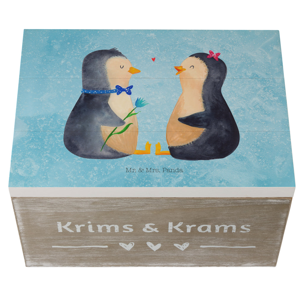 Holzkiste Pinguin Pärchen Holzkiste, Kiste, Schatzkiste, Truhe, Schatulle, XXL, Erinnerungsbox, Erinnerungskiste, Dekokiste, Aufbewahrungsbox, Pinguin, Pinguine, Liebe, Liebespaar, Liebesbeweis, Liebesgeschenk, Verlobung, Jahrestag, Hochzeitstag, Hochzeit, Hochzeitsgeschenk, große Liebe, Traumpaar