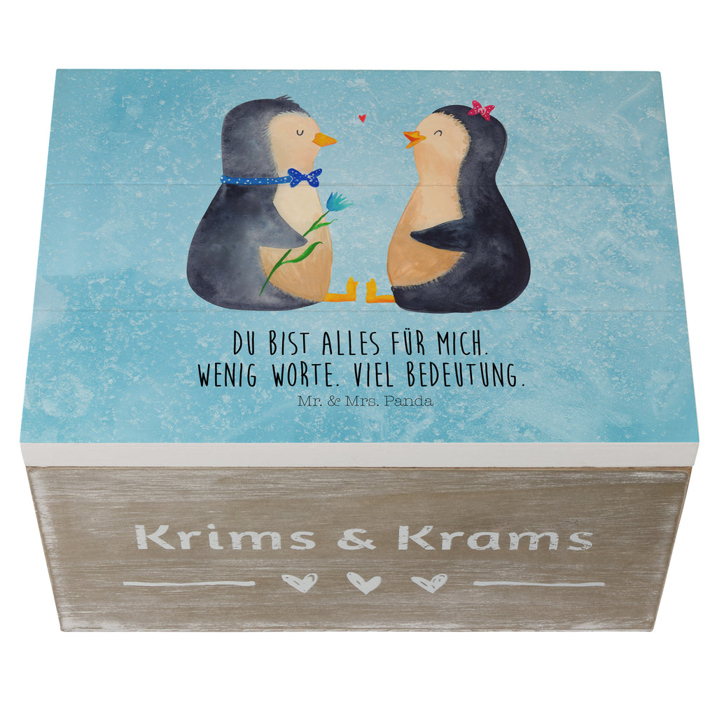 Holzkiste Pinguin Pärchen Holzkiste, Kiste, Schatzkiste, Truhe, Schatulle, XXL, Erinnerungsbox, Erinnerungskiste, Dekokiste, Aufbewahrungsbox, Pinguin, Pinguine, Liebe, Liebespaar, Liebesbeweis, Liebesgeschenk, Verlobung, Jahrestag, Hochzeitstag, Hochzeit, Hochzeitsgeschenk, große Liebe, Traumpaar