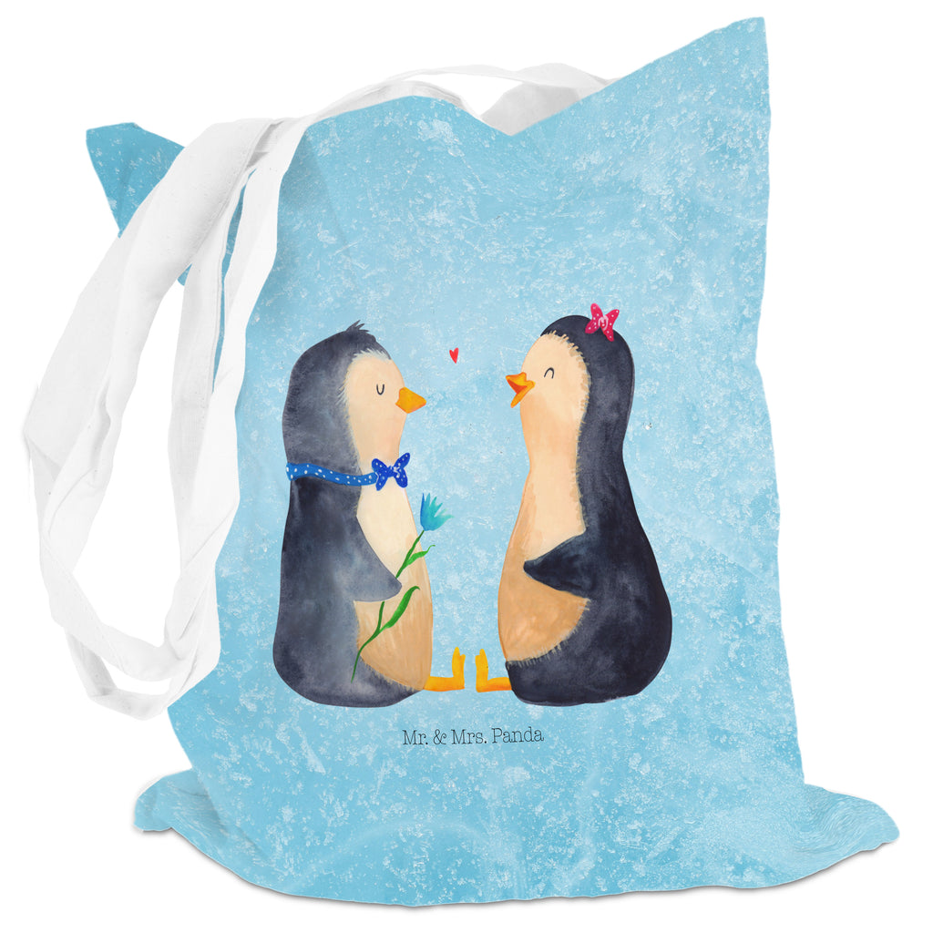 Tragetasche Pinguin Pärchen Beuteltasche, Beutel, Einkaufstasche, Jutebeutel, Stoffbeutel, Pinguin, Pinguine, Liebe, Liebespaar, Liebesbeweis, Liebesgeschenk, Verlobung, Jahrestag, Hochzeitstag, Hochzeit, Hochzeitsgeschenk, große Liebe, Traumpaar