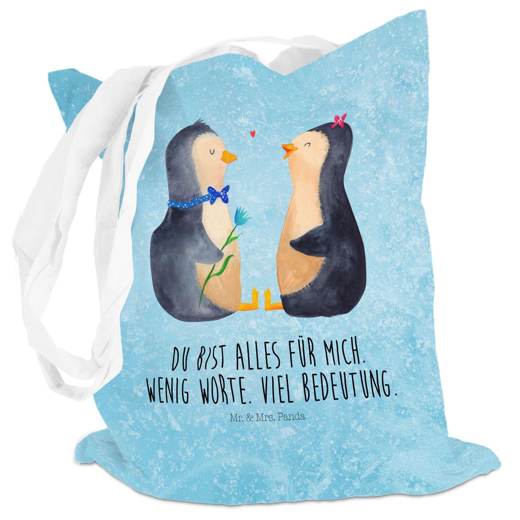 Tragetasche Pinguin Pärchen Beuteltasche, Beutel, Einkaufstasche, Jutebeutel, Stoffbeutel, Pinguin, Pinguine, Liebe, Liebespaar, Liebesbeweis, Liebesgeschenk, Verlobung, Jahrestag, Hochzeitstag, Hochzeit, Hochzeitsgeschenk, große Liebe, Traumpaar