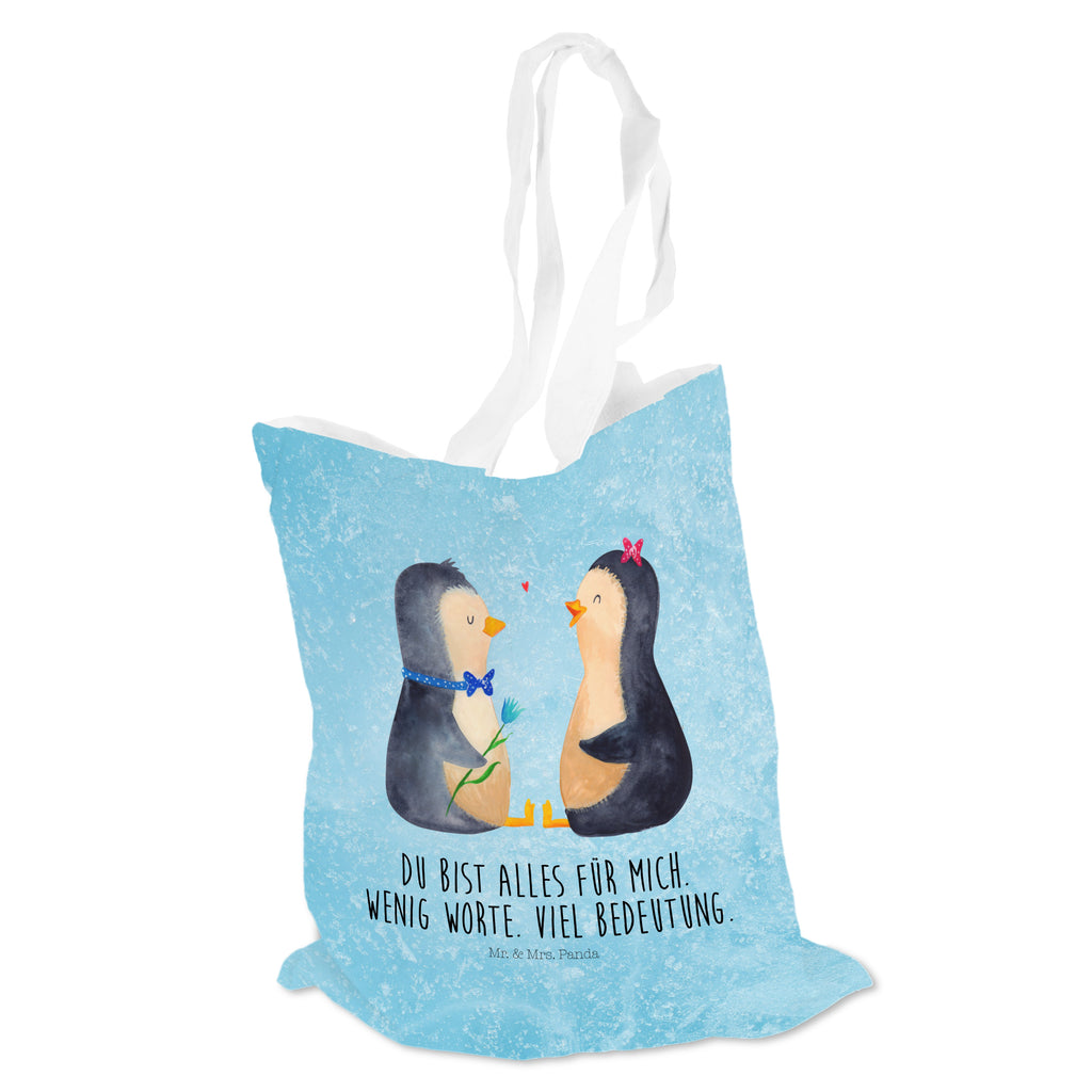 Tragetasche Pinguin Pärchen Beuteltasche, Beutel, Einkaufstasche, Jutebeutel, Stoffbeutel, Pinguin, Pinguine, Liebe, Liebespaar, Liebesbeweis, Liebesgeschenk, Verlobung, Jahrestag, Hochzeitstag, Hochzeit, Hochzeitsgeschenk, große Liebe, Traumpaar