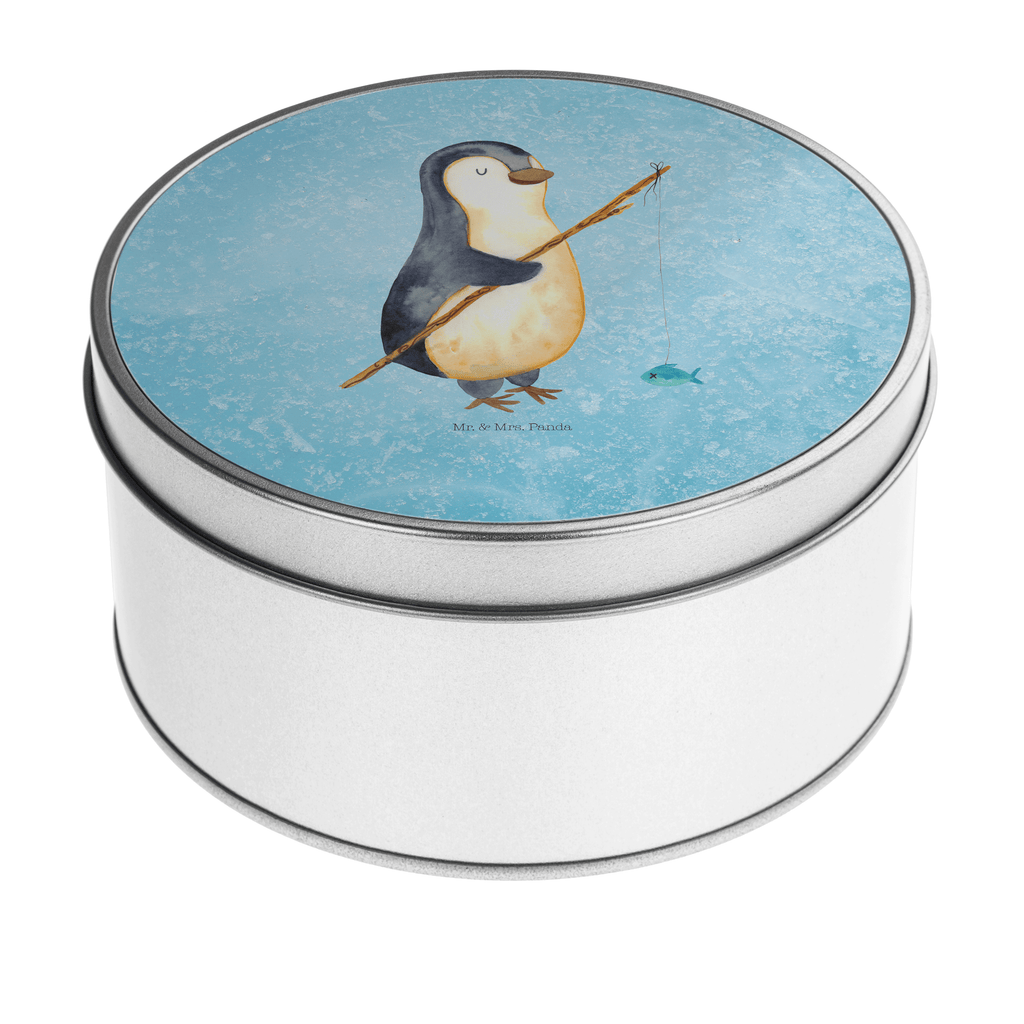 Blechdose rund Pinguin Angler Metalldose, Keksdose, Dose, Vorratsdose, Geschenkbox, Pinguin, Pinguine, Angeln, Angler, Tagträume, Hobby, Plan, Planer, Tagesplan, Neustart, Motivation, Geschenk, Freundinnen, Geschenkidee, Urlaub, Wochenende