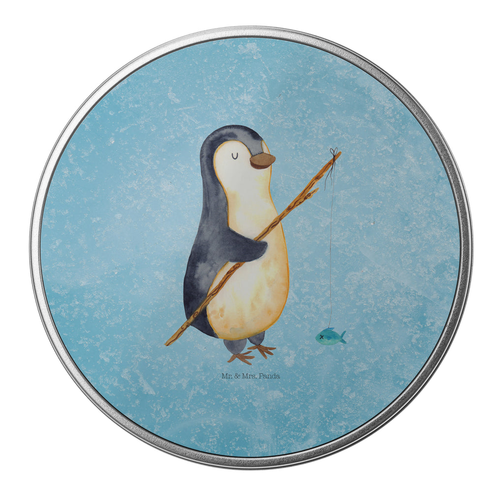 Blechdose rund Pinguin Angler Metalldose, Keksdose, Dose, Vorratsdose, Geschenkbox, Pinguin, Pinguine, Angeln, Angler, Tagträume, Hobby, Plan, Planer, Tagesplan, Neustart, Motivation, Geschenk, Freundinnen, Geschenkidee, Urlaub, Wochenende