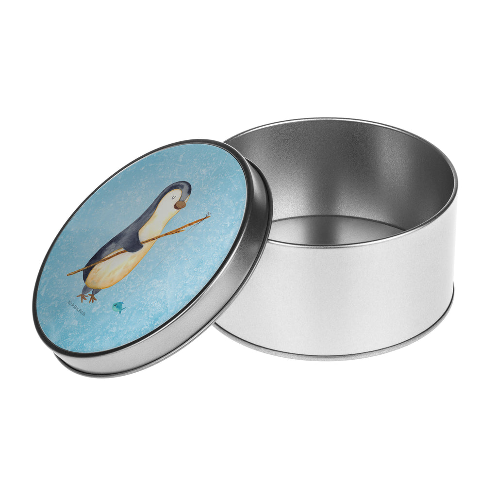 Blechdose rund Pinguin Angler Metalldose, Keksdose, Dose, Vorratsdose, Geschenkbox, Pinguin, Pinguine, Angeln, Angler, Tagträume, Hobby, Plan, Planer, Tagesplan, Neustart, Motivation, Geschenk, Freundinnen, Geschenkidee, Urlaub, Wochenende