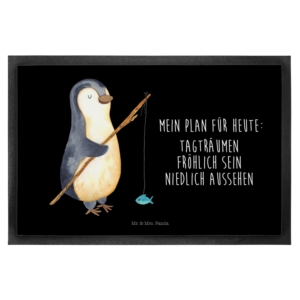 Fußmatte Pinguin Angler Pinguin, Pinguine, Angeln, Angler, Tagträume, Hobby, Plan, Planer, Tagesplan, Neustart, Motivation, Geschenk, Freundinnen, Geschenkidee, Urlaub, Wochenende Türvorleger, Schmutzmatte, Fußabtreter, Matte, Schmutzfänger, Fußabstreifer, Schmutzfangmatte, Türmatte, Motivfußmatte,  Haustürmatte, Vorleger  Pinguin