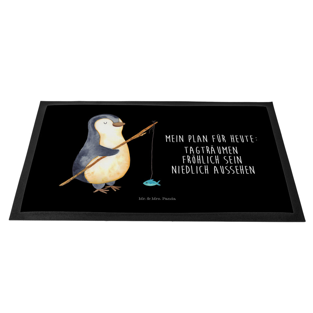 Fußmatte Pinguin Angler Pinguin, Pinguine, Angeln, Angler, Tagträume, Hobby, Plan, Planer, Tagesplan, Neustart, Motivation, Geschenk, Freundinnen, Geschenkidee, Urlaub, Wochenende Türvorleger, Schmutzmatte, Fußabtreter, Matte, Schmutzfänger, Fußabstreifer, Schmutzfangmatte, Türmatte, Motivfußmatte,  Haustürmatte, Vorleger  Pinguin