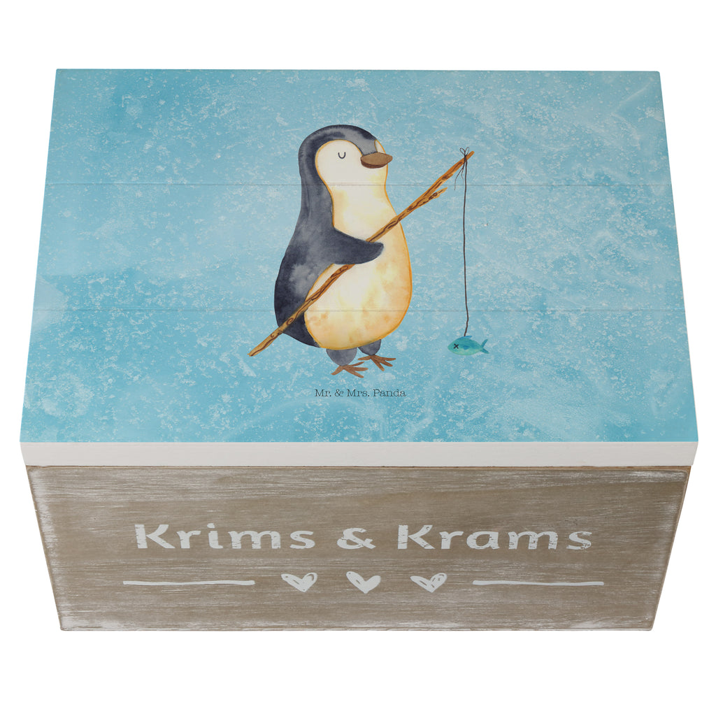 Holzkiste Pinguin Angler Holzkiste, Kiste, Schatzkiste, Truhe, Schatulle, XXL, Erinnerungsbox, Erinnerungskiste, Dekokiste, Aufbewahrungsbox, Pinguin, Pinguine, Angeln, Angler, Tagträume, Hobby, Plan, Planer, Tagesplan, Neustart, Motivation, Geschenk, Freundinnen, Geschenkidee, Urlaub, Wochenende