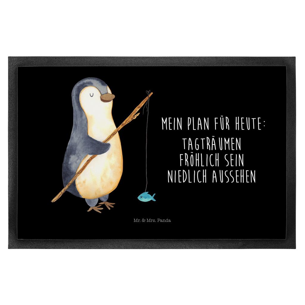Fußmatte Pinguin Angler Pinguin, Pinguine, Angeln, Angler, Tagträume, Hobby, Plan, Planer, Tagesplan, Neustart, Motivation, Geschenk, Freundinnen, Geschenkidee, Urlaub, Wochenende Türvorleger, Schmutzmatte, Fußabtreter, Matte, Schmutzfänger, Fußabstreifer, Schmutzfangmatte, Türmatte, Motivfußmatte,  Haustürmatte, Vorleger  Pinguin