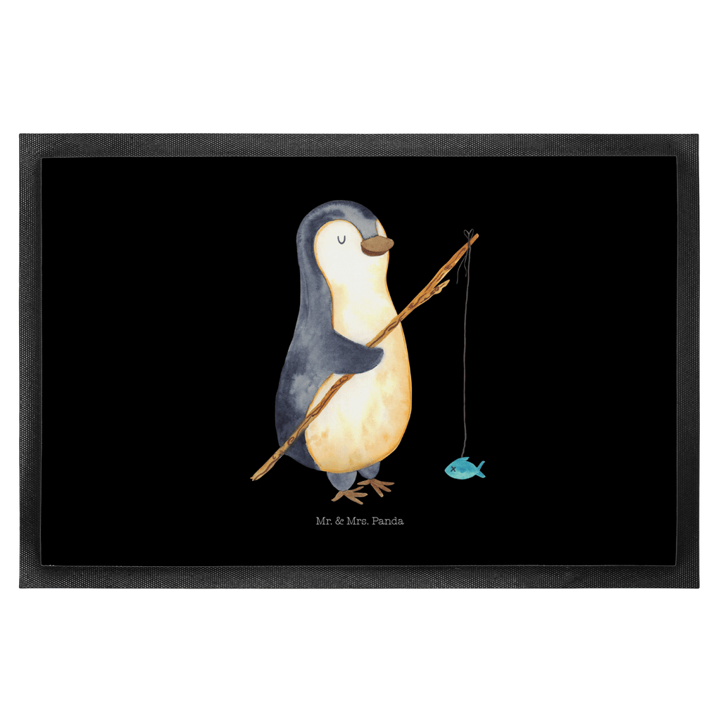 Fußmatte Pinguin Angler Pinguin, Pinguine, Angeln, Angler, Tagträume, Hobby, Plan, Planer, Tagesplan, Neustart, Motivation, Geschenk, Freundinnen, Geschenkidee, Urlaub, Wochenende Türvorleger, Schmutzmatte, Fußabtreter, Matte, Schmutzfänger, Fußabstreifer, Schmutzfangmatte, Türmatte, Motivfußmatte,  Haustürmatte, Vorleger  Pinguin