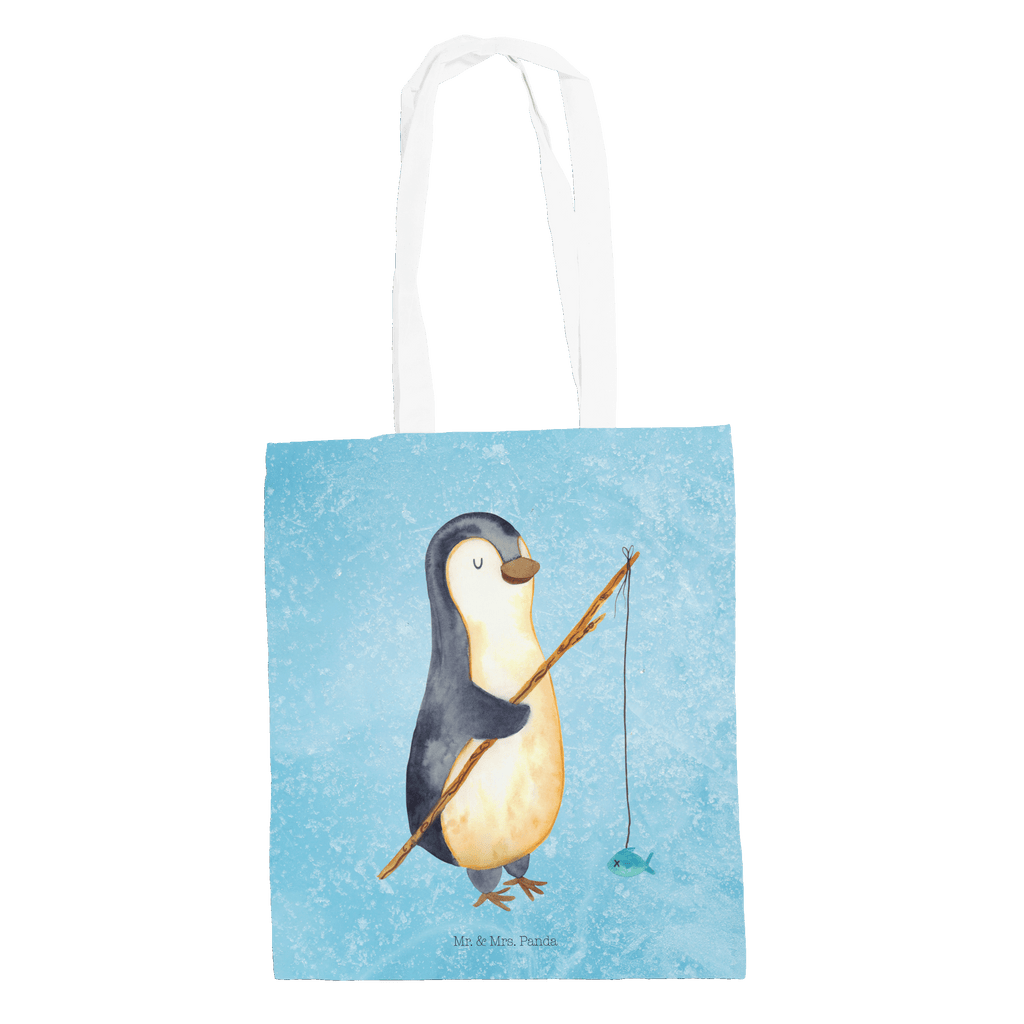 Tragetasche Pinguin Angler Beuteltasche, Beutel, Einkaufstasche, Jutebeutel, Stoffbeutel, Pinguin, Pinguine, Angeln, Angler, Tagträume, Hobby, Plan, Planer, Tagesplan, Neustart, Motivation, Geschenk, Freundinnen, Geschenkidee, Urlaub, Wochenende