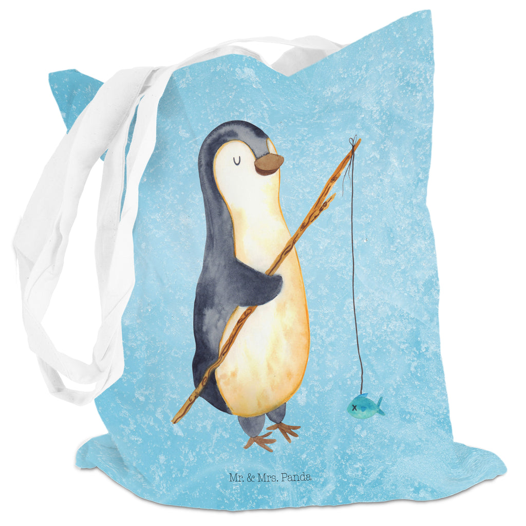 Tragetasche Pinguin Angler Beuteltasche, Beutel, Einkaufstasche, Jutebeutel, Stoffbeutel, Pinguin, Pinguine, Angeln, Angler, Tagträume, Hobby, Plan, Planer, Tagesplan, Neustart, Motivation, Geschenk, Freundinnen, Geschenkidee, Urlaub, Wochenende