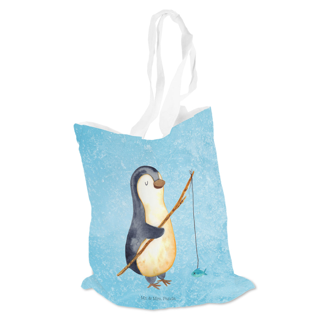 Tragetasche Pinguin Angler Beuteltasche, Beutel, Einkaufstasche, Jutebeutel, Stoffbeutel, Pinguin, Pinguine, Angeln, Angler, Tagträume, Hobby, Plan, Planer, Tagesplan, Neustart, Motivation, Geschenk, Freundinnen, Geschenkidee, Urlaub, Wochenende