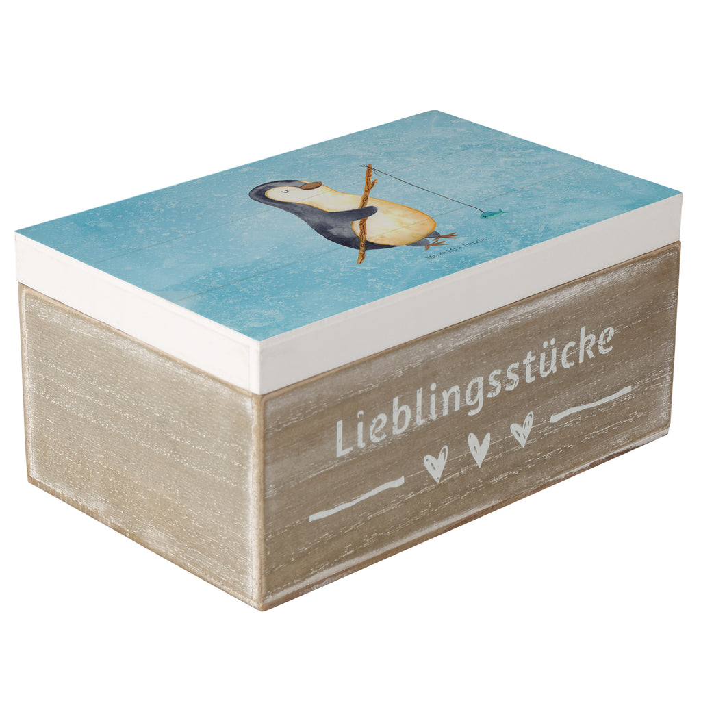 Holzkiste Pinguin Angler Holzkiste, Kiste, Schatzkiste, Truhe, Schatulle, XXL, Erinnerungsbox, Erinnerungskiste, Dekokiste, Aufbewahrungsbox, Pinguin, Pinguine, Angeln, Angler, Tagträume, Hobby, Plan, Planer, Tagesplan, Neustart, Motivation, Geschenk, Freundinnen, Geschenkidee, Urlaub, Wochenende