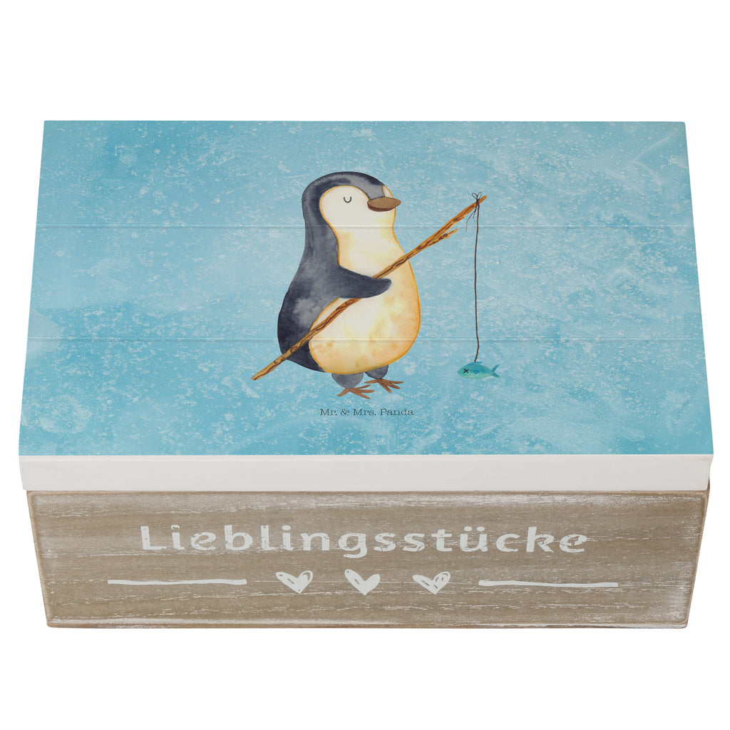 Holzkiste Pinguin Angler Holzkiste, Kiste, Schatzkiste, Truhe, Schatulle, XXL, Erinnerungsbox, Erinnerungskiste, Dekokiste, Aufbewahrungsbox, Pinguin, Pinguine, Angeln, Angler, Tagträume, Hobby, Plan, Planer, Tagesplan, Neustart, Motivation, Geschenk, Freundinnen, Geschenkidee, Urlaub, Wochenende
