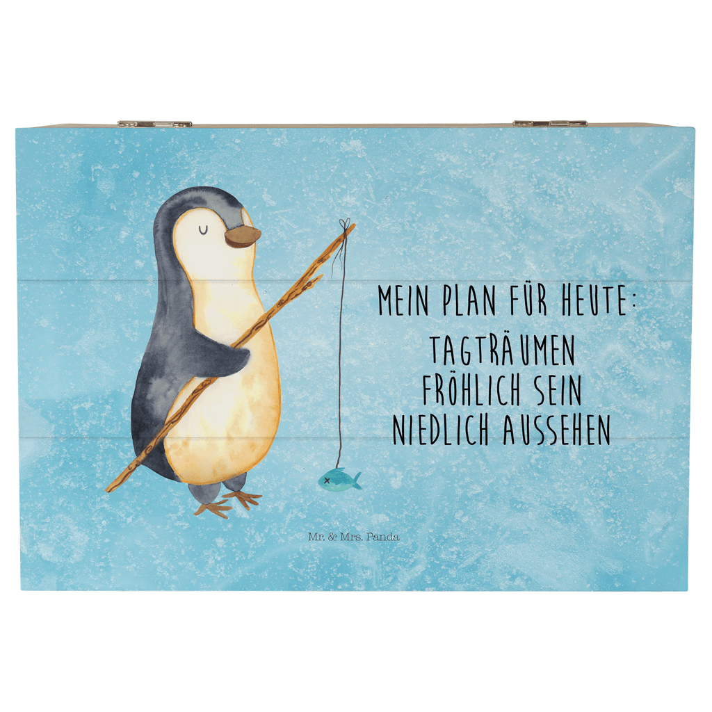 Holzkiste Pinguin Angler Holzkiste, Kiste, Schatzkiste, Truhe, Schatulle, XXL, Erinnerungsbox, Erinnerungskiste, Dekokiste, Aufbewahrungsbox, Pinguin, Pinguine, Angeln, Angler, Tagträume, Hobby, Plan, Planer, Tagesplan, Neustart, Motivation, Geschenk, Freundinnen, Geschenkidee, Urlaub, Wochenende