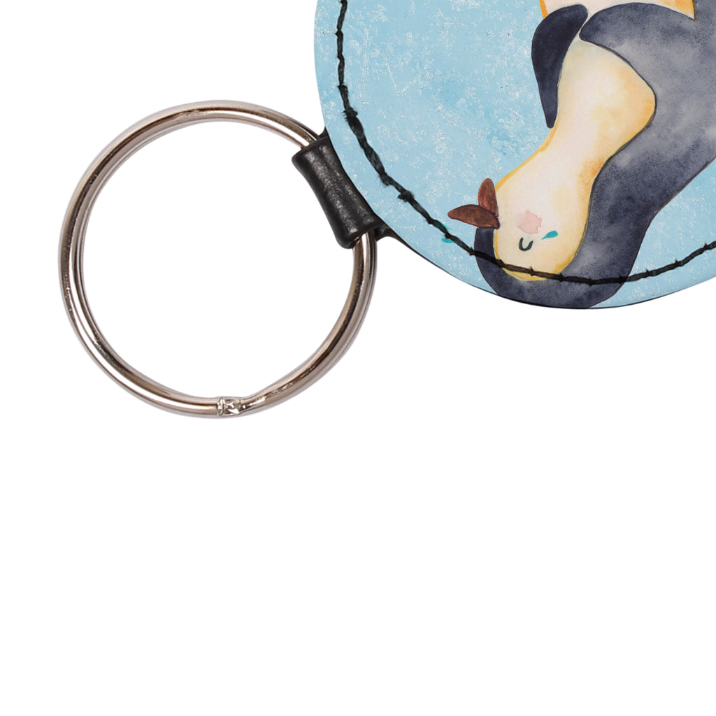 Rund Schlüsselanhänger Pinguin lachend Schlüsselanhänger, Anhänger, Taschenanhänger, Glücksbringer, Schutzengel, Pinguin, Pinguine, lustiger Spruch, Optimismus, Fröhlich, Lachen, Humor, Fröhlichkeit
