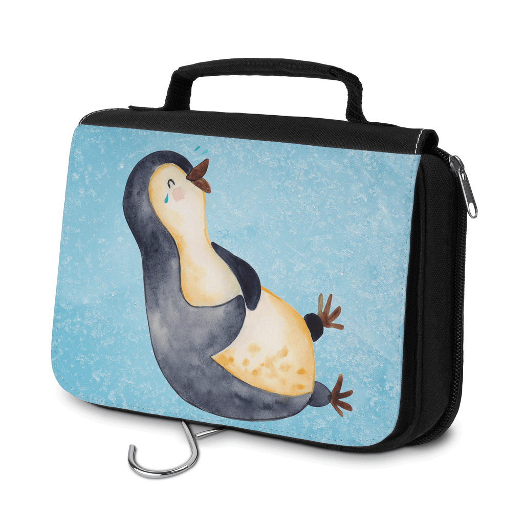 Kulturbeutel Pinguin lachend Kulturbeutel, Zum Aufhängen, Waschtasche, Kosmetiktasche, Damen, Herren, Aufbewahrungstasche, Schminktasche, Kosmetikbeutel, Organizer, Kulturtasche, Schminkutensil, Pinguin, Pinguine, lustiger Spruch, Optimismus, Fröhlich, Lachen, Humor, Fröhlichkeit