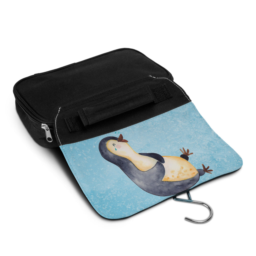 Kulturbeutel Pinguin lachend Kulturbeutel, Zum Aufhängen, Waschtasche, Kosmetiktasche, Damen, Herren, Aufbewahrungstasche, Schminktasche, Kosmetikbeutel, Organizer, Kulturtasche, Schminkutensil, Pinguin, Pinguine, lustiger Spruch, Optimismus, Fröhlich, Lachen, Humor, Fröhlichkeit