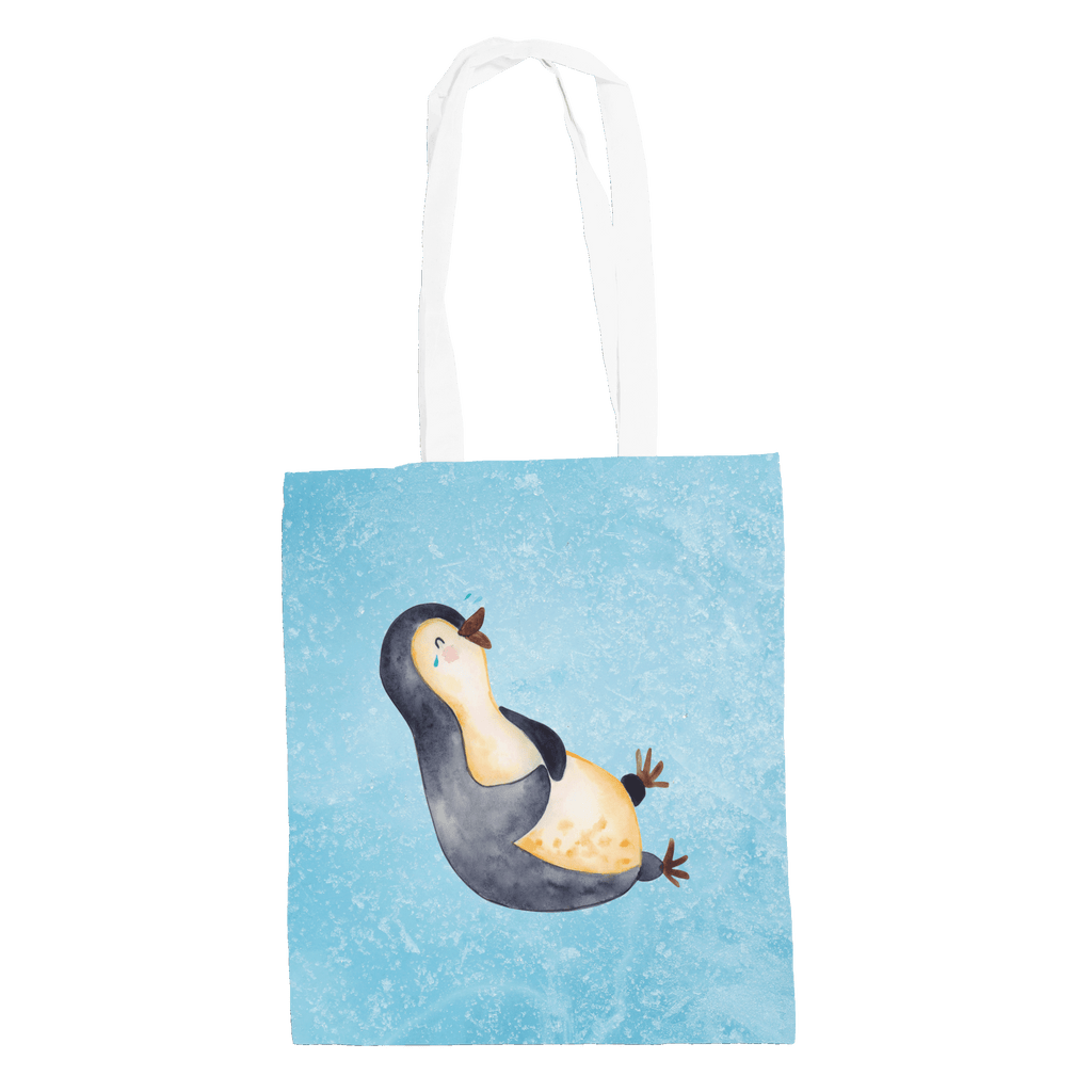 Tragetasche Pinguin lachend Beuteltasche, Beutel, Einkaufstasche, Jutebeutel, Stoffbeutel, Pinguin, Pinguine, lustiger Spruch, Optimismus, Fröhlich, Lachen, Humor, Fröhlichkeit