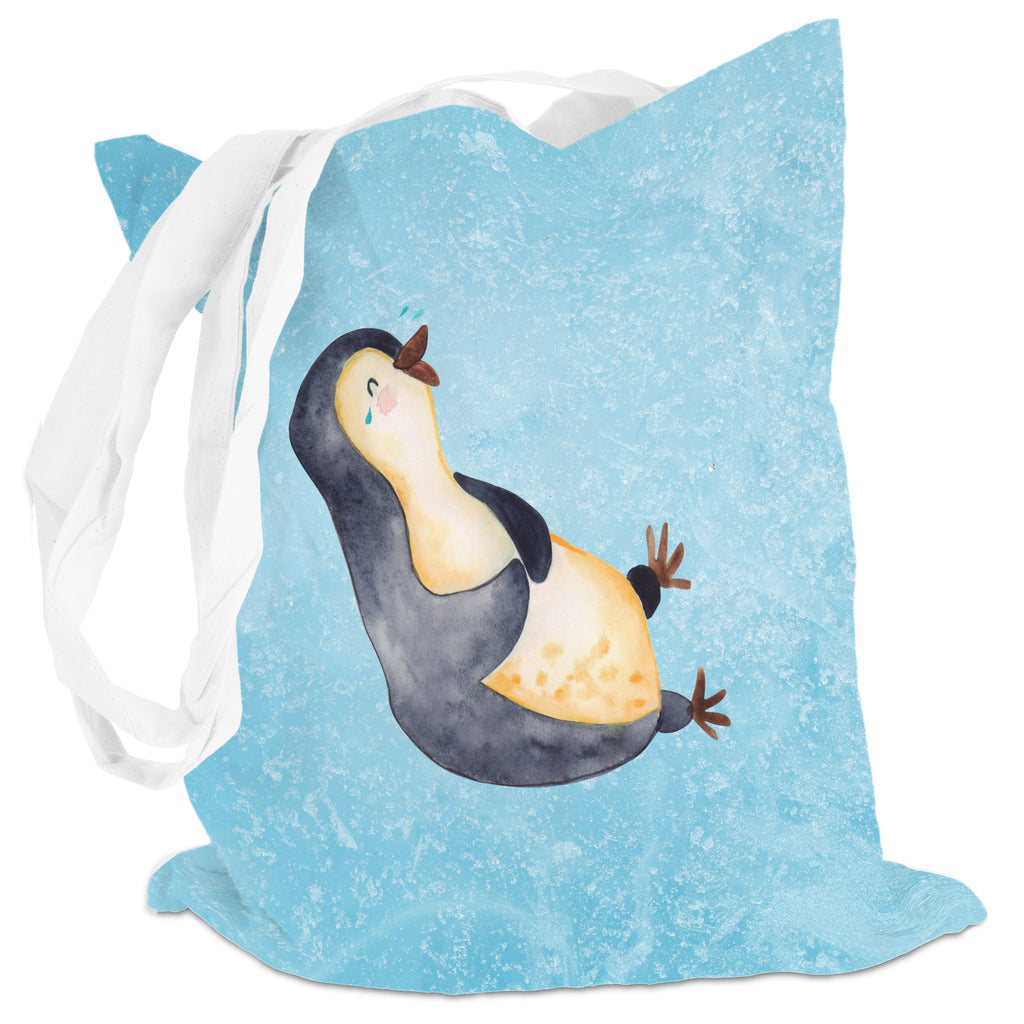 Tragetasche Pinguin lachend Beuteltasche, Beutel, Einkaufstasche, Jutebeutel, Stoffbeutel, Pinguin, Pinguine, lustiger Spruch, Optimismus, Fröhlich, Lachen, Humor, Fröhlichkeit