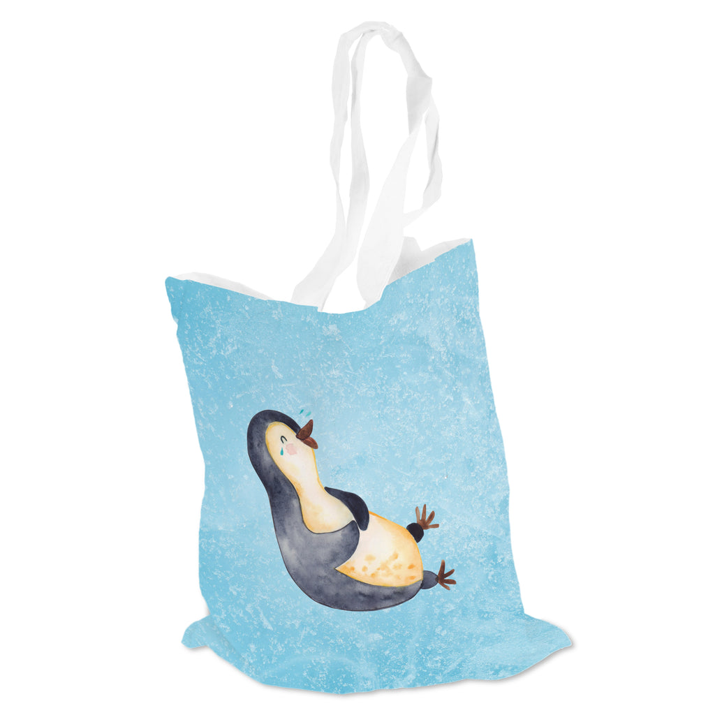 Tragetasche Pinguin lachend Beuteltasche, Beutel, Einkaufstasche, Jutebeutel, Stoffbeutel, Pinguin, Pinguine, lustiger Spruch, Optimismus, Fröhlich, Lachen, Humor, Fröhlichkeit