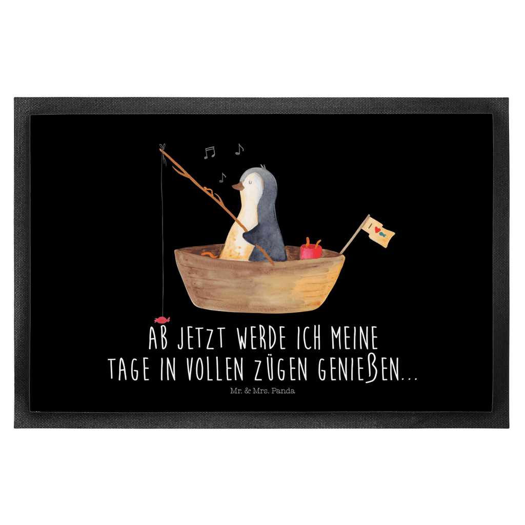 Fußmatte Pinguin Angelboot Türvorleger, Schmutzmatte, Fußabtreter, Matte, Schmutzfänger, Fußabstreifer, Schmutzfangmatte, Türmatte, Motivfußmatte, Haustürmatte, Vorleger, Pinguin, Pinguine, Angeln, Boot, Angelboot, Lebenslust, Leben, genießen, Motivation, Neustart, Neuanfang, Trennung, Scheidung, Geschenkidee Liebeskummer