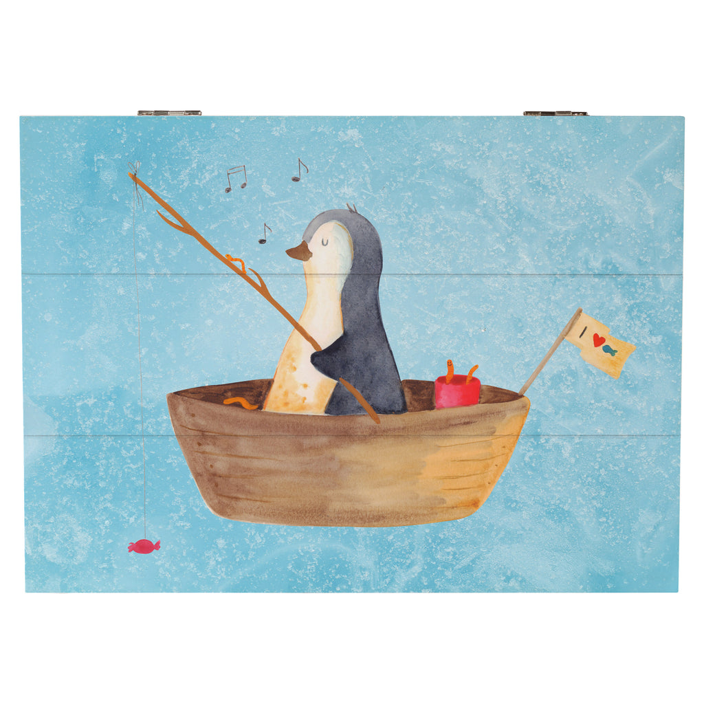 Holzkiste Pinguin Angelboot Holzkiste, Kiste, Schatzkiste, Truhe, Schatulle, XXL, Erinnerungsbox, Erinnerungskiste, Dekokiste, Aufbewahrungsbox, Pinguin, Pinguine, Angeln, Boot, Angelboot, Lebenslust, Leben, genießen, Motivation, Neustart, Neuanfang, Trennung, Scheidung, Geschenkidee Liebeskummer
