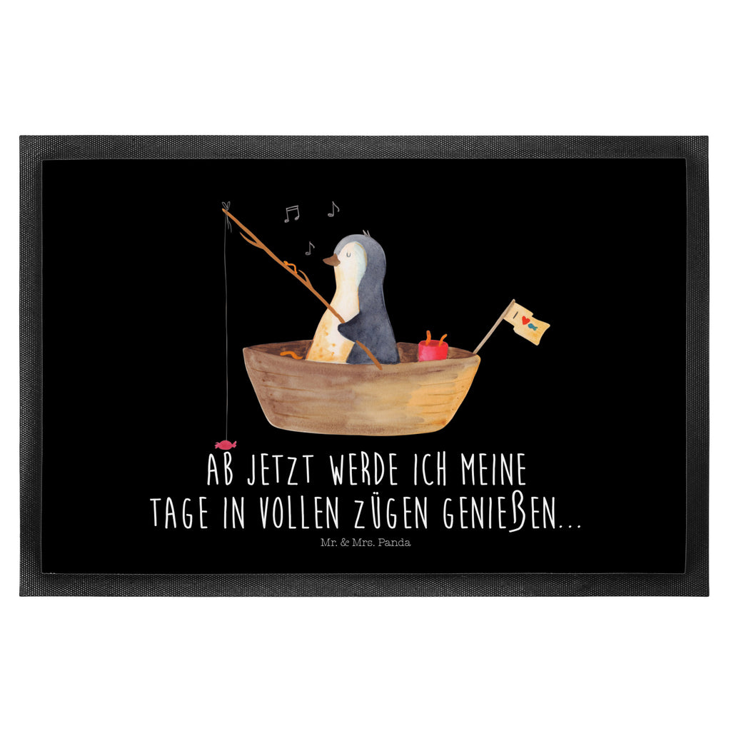 Fußmatte Pinguin Angelboot Türvorleger, Schmutzmatte, Fußabtreter, Matte, Schmutzfänger, Fußabstreifer, Schmutzfangmatte, Türmatte, Motivfußmatte, Haustürmatte, Vorleger, Pinguin, Pinguine, Angeln, Boot, Angelboot, Lebenslust, Leben, genießen, Motivation, Neustart, Neuanfang, Trennung, Scheidung, Geschenkidee Liebeskummer