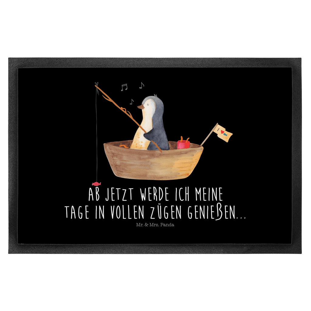 Fußmatte Pinguin Angelboot Türvorleger, Schmutzmatte, Fußabtreter, Matte, Schmutzfänger, Fußabstreifer, Schmutzfangmatte, Türmatte, Motivfußmatte, Haustürmatte, Vorleger, Pinguin, Pinguine, Angeln, Boot, Angelboot, Lebenslust, Leben, genießen, Motivation, Neustart, Neuanfang, Trennung, Scheidung, Geschenkidee Liebeskummer