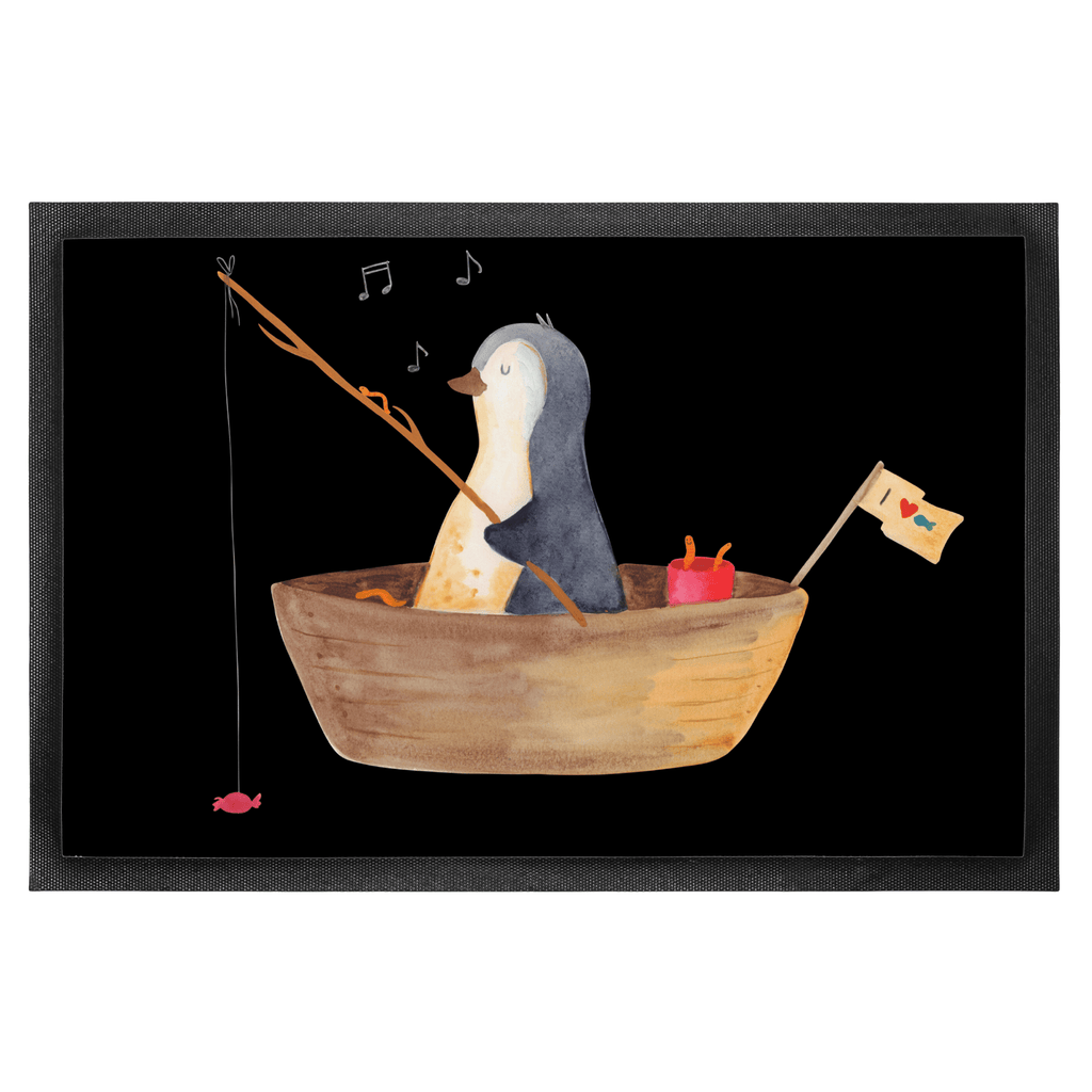 Fußmatte Pinguin Angelboot Türvorleger, Schmutzmatte, Fußabtreter, Matte, Schmutzfänger, Fußabstreifer, Schmutzfangmatte, Türmatte, Motivfußmatte, Haustürmatte, Vorleger, Pinguin, Pinguine, Angeln, Boot, Angelboot, Lebenslust, Leben, genießen, Motivation, Neustart, Neuanfang, Trennung, Scheidung, Geschenkidee Liebeskummer