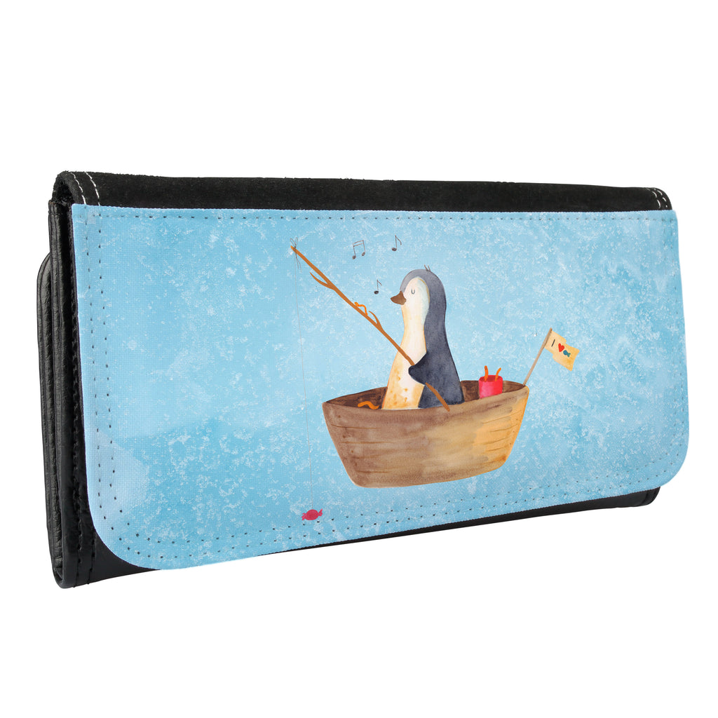 Damen Portemonnaie Pinguin Angelboot Portemonnaie, Portemonee, Geldbörse, Damen, Groß, XXL, Geldbeutel, Portemonnaies, Pinguin, Pinguine, Angeln, Boot, Angelboot, Lebenslust, Leben, genießen, Motivation, Neustart, Neuanfang, Trennung, Scheidung, Geschenkidee Liebeskummer