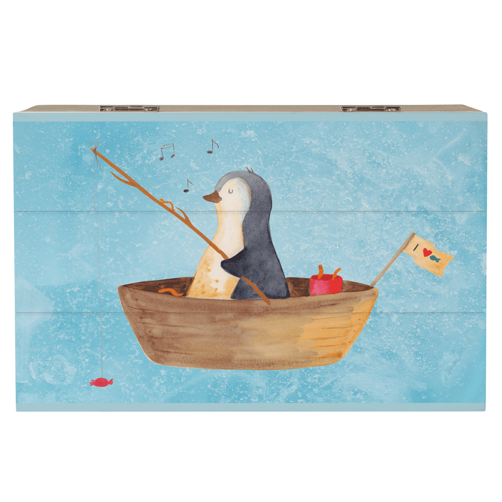 Holzkiste Pinguin Angelboot Holzkiste, Kiste, Schatzkiste, Truhe, Schatulle, XXL, Erinnerungsbox, Erinnerungskiste, Dekokiste, Aufbewahrungsbox, Pinguin, Pinguine, Angeln, Boot, Angelboot, Lebenslust, Leben, genießen, Motivation, Neustart, Neuanfang, Trennung, Scheidung, Geschenkidee Liebeskummer