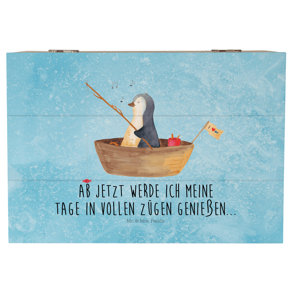 Holzkiste Pinguin Angelboot Holzkiste, Kiste, Schatzkiste, Truhe, Schatulle, XXL, Erinnerungsbox, Erinnerungskiste, Dekokiste, Aufbewahrungsbox, Pinguin, Pinguine, Angeln, Boot, Angelboot, Lebenslust, Leben, genießen, Motivation, Neustart, Neuanfang, Trennung, Scheidung, Geschenkidee Liebeskummer