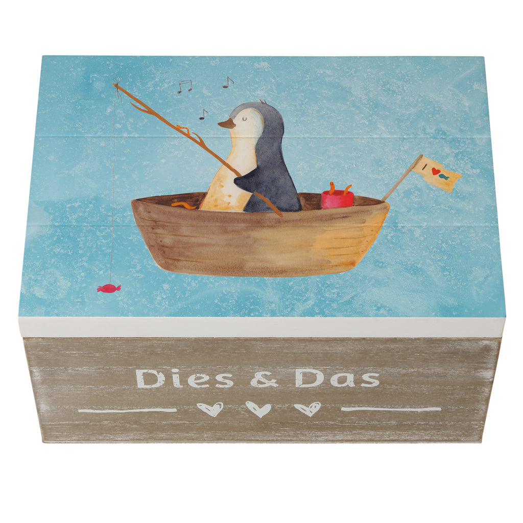 Holzkiste Pinguin Angelboot Holzkiste, Kiste, Schatzkiste, Truhe, Schatulle, XXL, Erinnerungsbox, Erinnerungskiste, Dekokiste, Aufbewahrungsbox, Pinguin, Pinguine, Angeln, Boot, Angelboot, Lebenslust, Leben, genießen, Motivation, Neustart, Neuanfang, Trennung, Scheidung, Geschenkidee Liebeskummer
