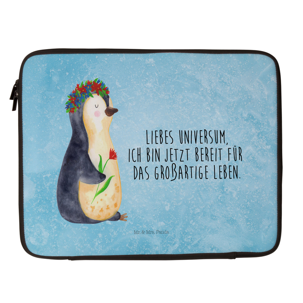 20 x 28 Notebook Tasche  Pinguin Blumenkranz Notebook Tasche, Laptop, Computertasche, Tasche, Pinguin, Pinguine, Blumenkranz, Universum, Leben, Wünsche, Ziele, Lebensziele, Motivation, Lebenslust, Liebeskummer, Geschenkidee