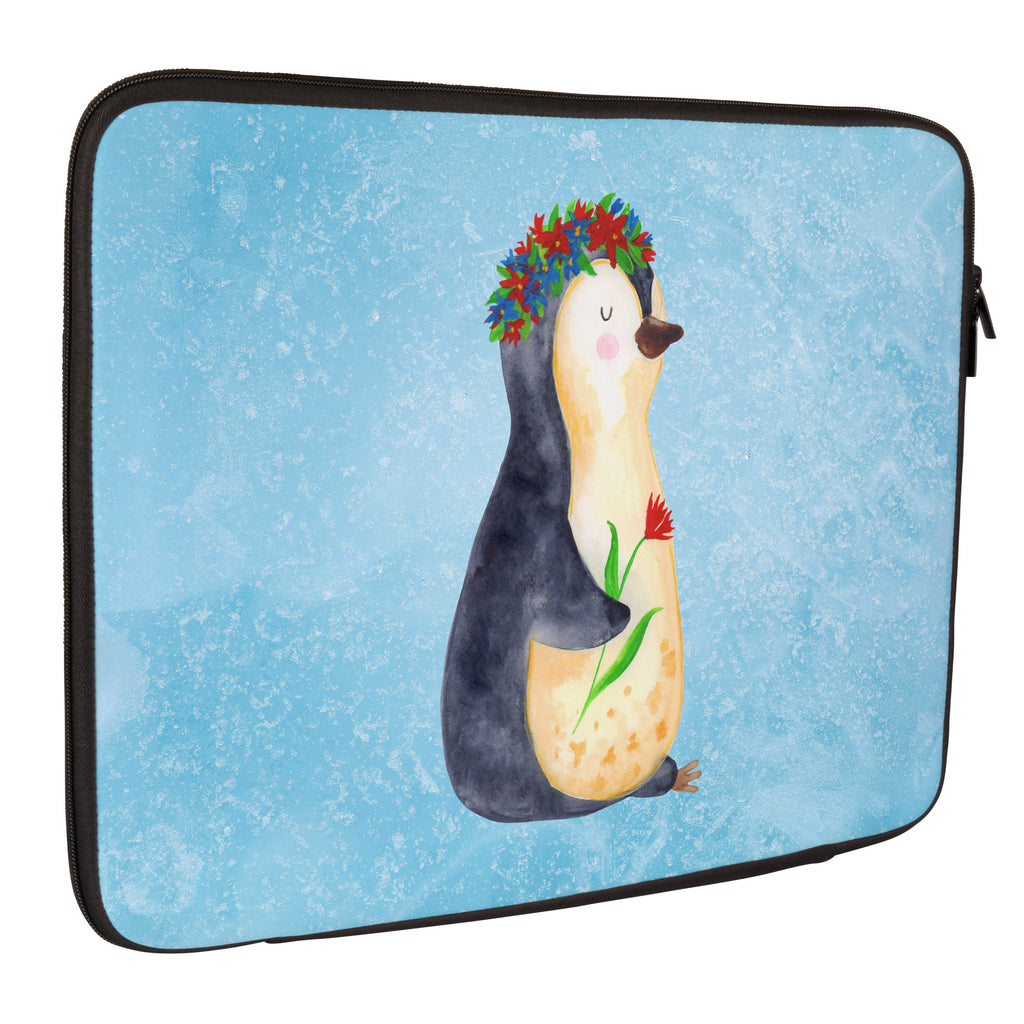 20 x 28 Notebook Tasche  Pinguin Blumenkranz Notebook Tasche, Laptop, Computertasche, Tasche, Pinguin, Pinguine, Blumenkranz, Universum, Leben, Wünsche, Ziele, Lebensziele, Motivation, Lebenslust, Liebeskummer, Geschenkidee