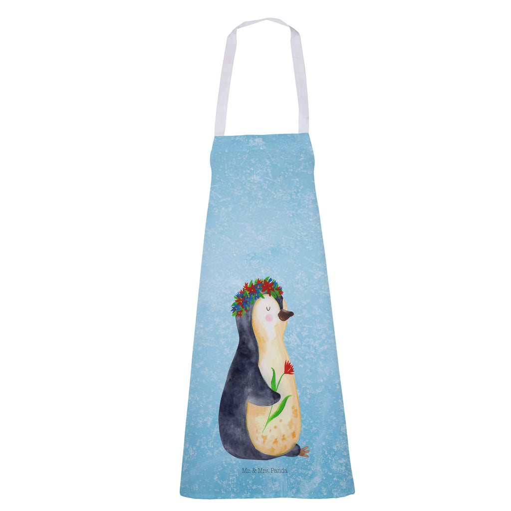 Kochschürze Pinguin Blumenkranz Schürze, Backschürze, Küchenschürze, Grillschürze, Latzschürze, Pinguin, Pinguine, Blumenkranz, Universum, Leben, Wünsche, Ziele, Lebensziele, Motivation, Lebenslust, Liebeskummer, Geschenkidee