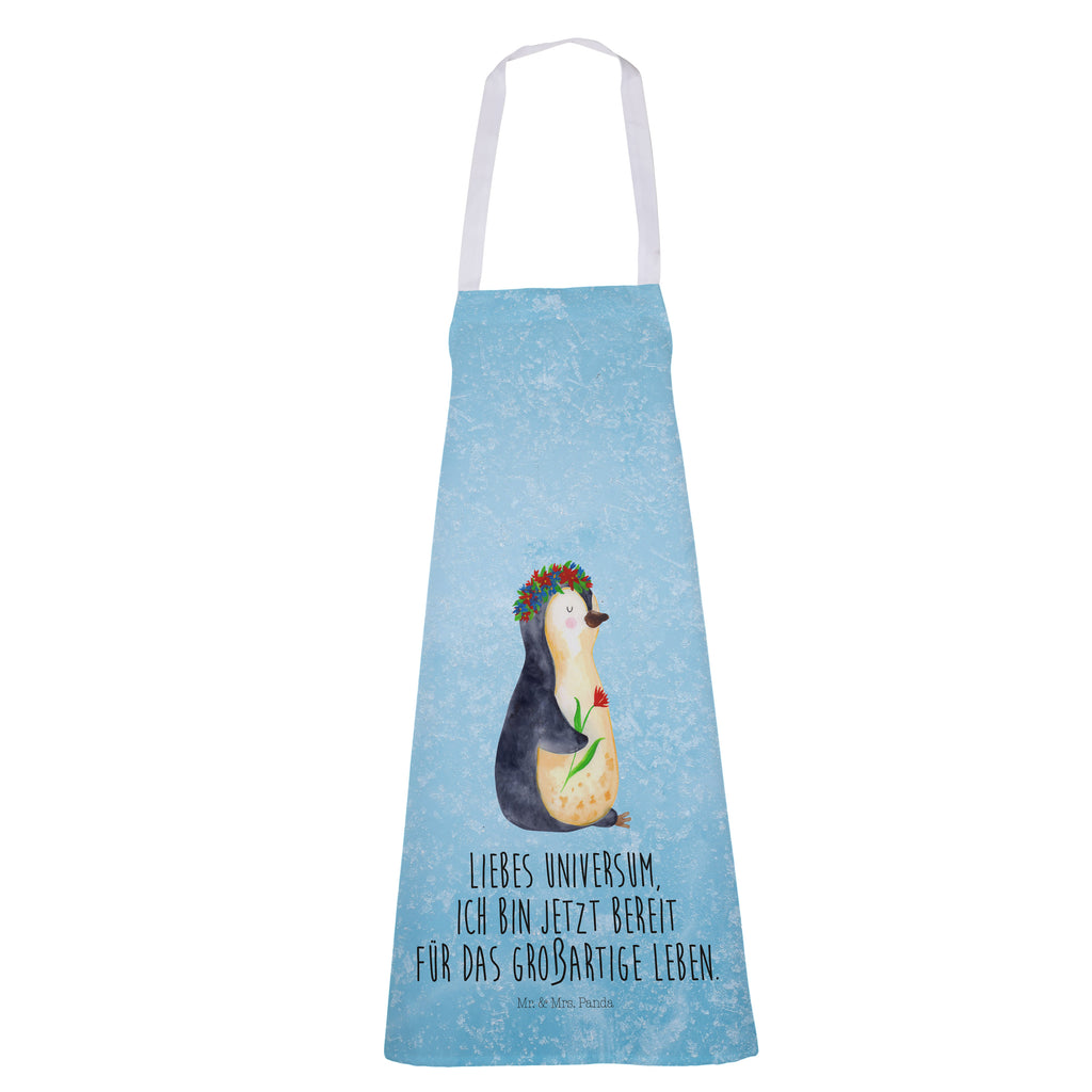 Kochschürze Pinguin Blumenkranz Schürze, Backschürze, Küchenschürze, Grillschürze, Latzschürze, Pinguin, Pinguine, Blumenkranz, Universum, Leben, Wünsche, Ziele, Lebensziele, Motivation, Lebenslust, Liebeskummer, Geschenkidee