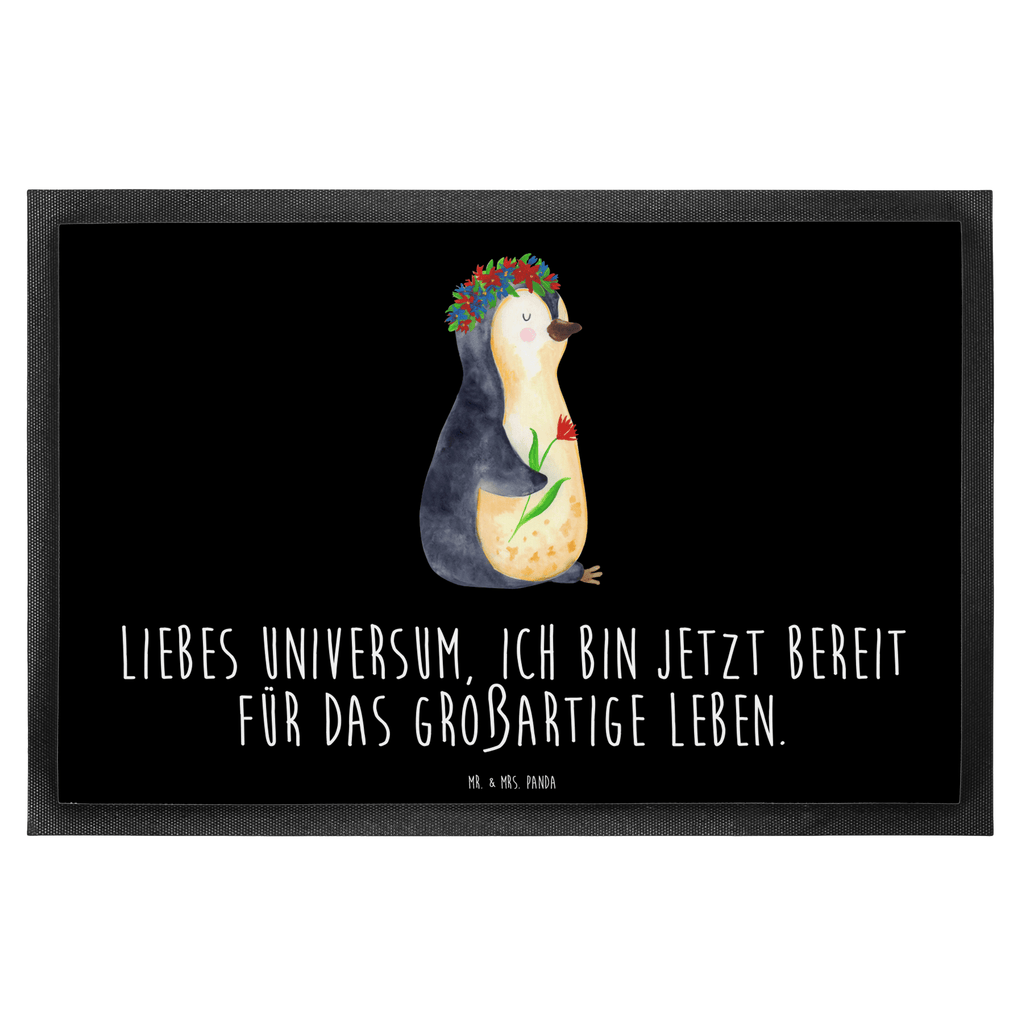 Fußmatte Pinguin Blumenkranz Türvorleger, Schmutzmatte, Fußabtreter, Matte, Schmutzfänger, Fußabstreifer, Schmutzfangmatte, Türmatte, Motivfußmatte, Haustürmatte, Vorleger, Pinguin, Pinguine, Blumenkranz, Universum, Leben, Wünsche, Ziele, Lebensziele, Motivation, Lebenslust, Liebeskummer, Geschenkidee